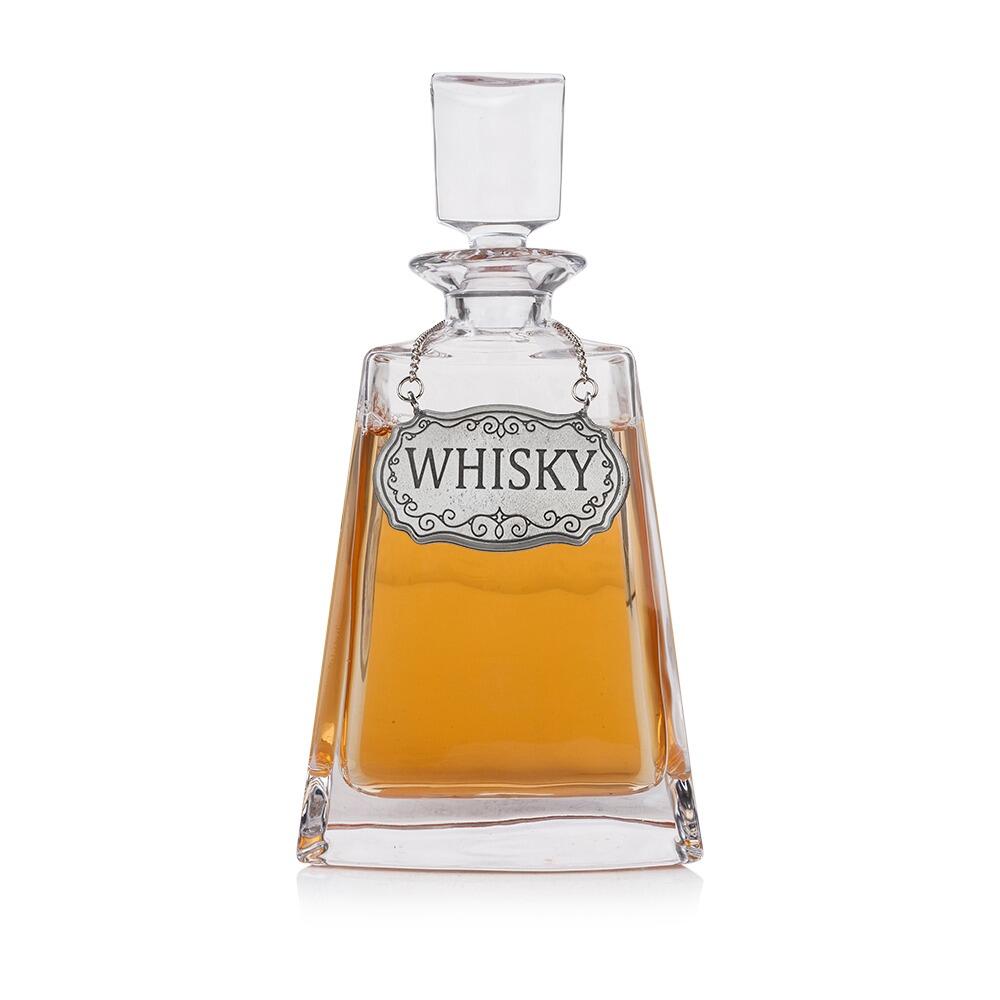 Luxury Decanter with Handmade Pewter Label - Customisable for Spirits