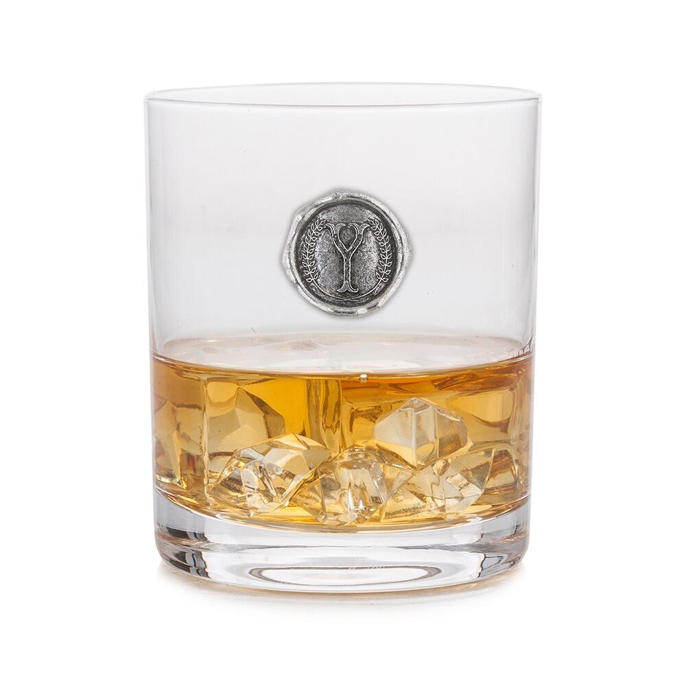 Personalised Whisky Glass with Pewter Initial Monogram Seal