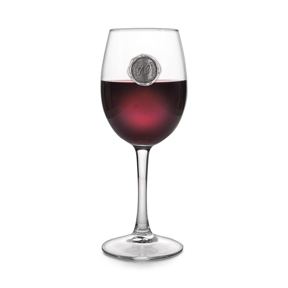 Personalised Wine Glass with Pewter Birthday Number Monogram Seal