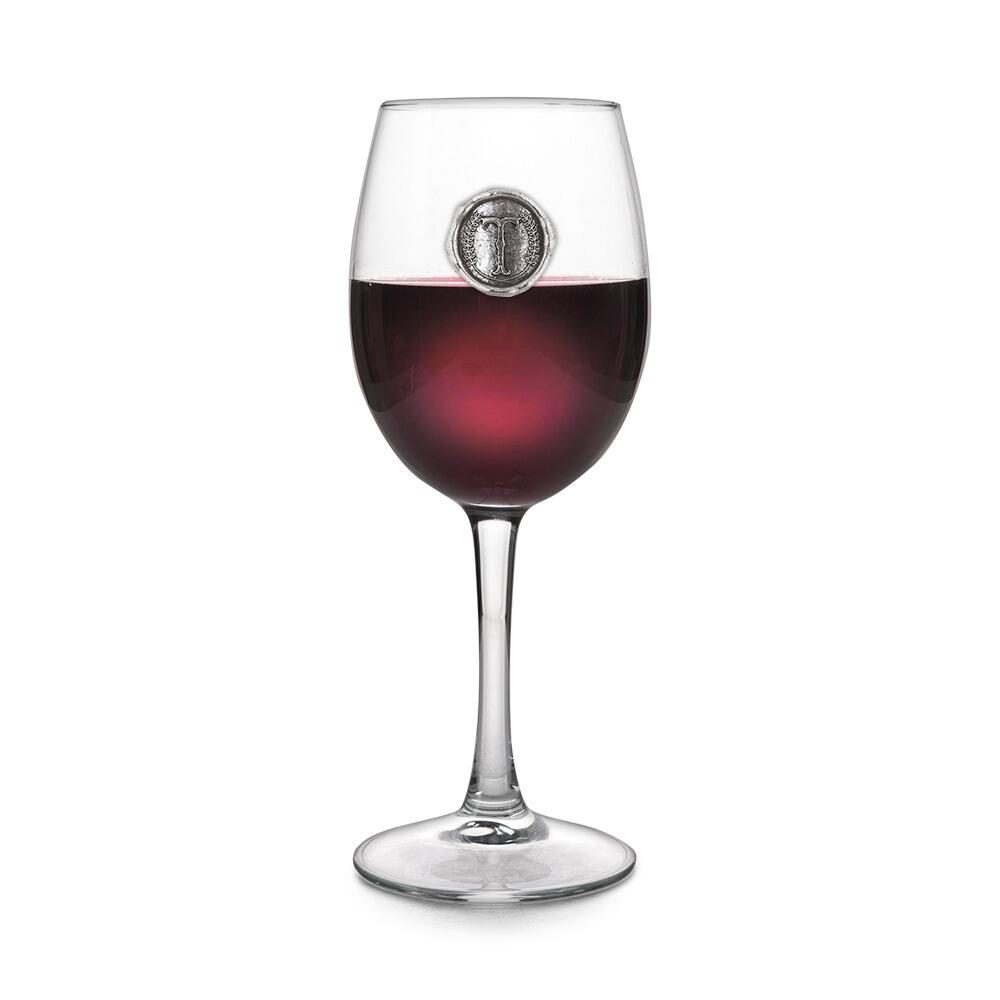 Personalised Wine Glass with Pewter Initial Monogram Seal